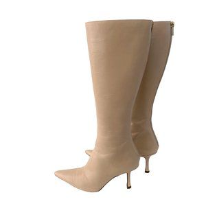 Jimmy Choo Vassey Nude Leather Boots size 35.5 EU / 5.5  US Pointed Toe Stiletto